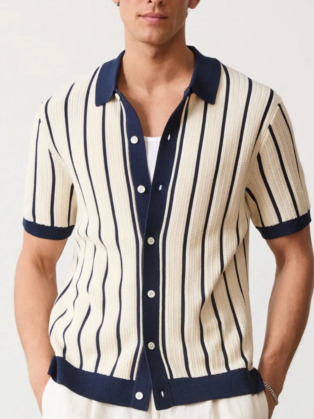 

Loose Fit Men's Knitted ort Sve Pure Color irt Summer 2025 Top Large Size Casual Wear Polyester Fabric