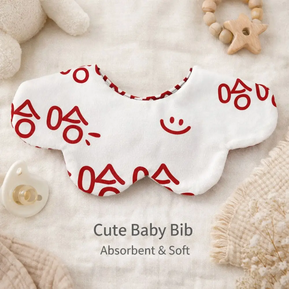 

Cartoon Baby Feeding Bib Two-sided Usable Cotton Baby Drool Bib Skin-friendly Breathable Cute Saliva Towel Toddler Feeding