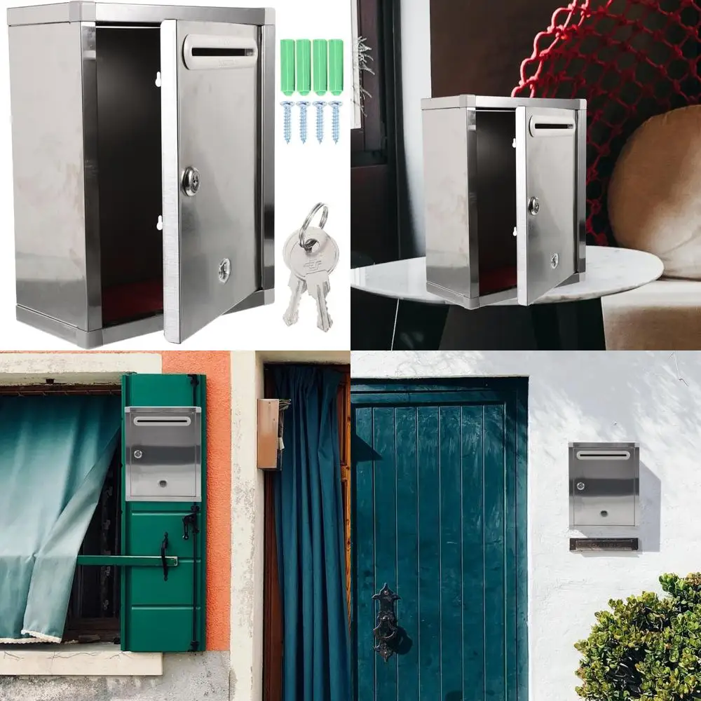 حامل صندوق بريد بقفل داخلي وخارجي، صندوق تخزين صحف آمن على الحائط لتوصيل البريد الآمن