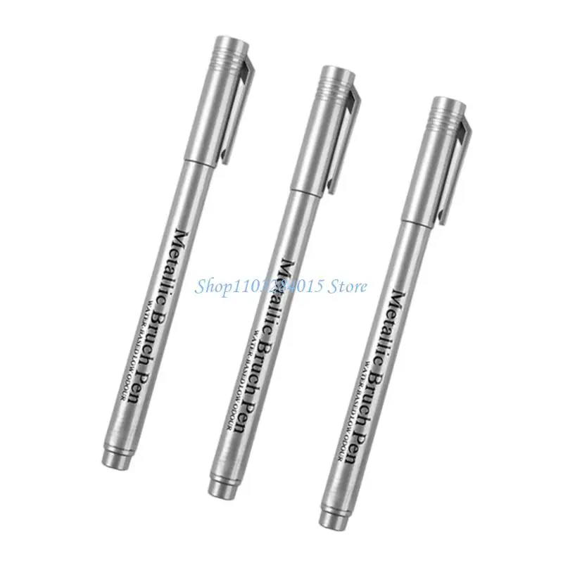 R6FF 3Pcs Glittering Metallic Paint Pen Water Resistant Highlighter Pen For Drawing Card Making Painting on Fabric Leather