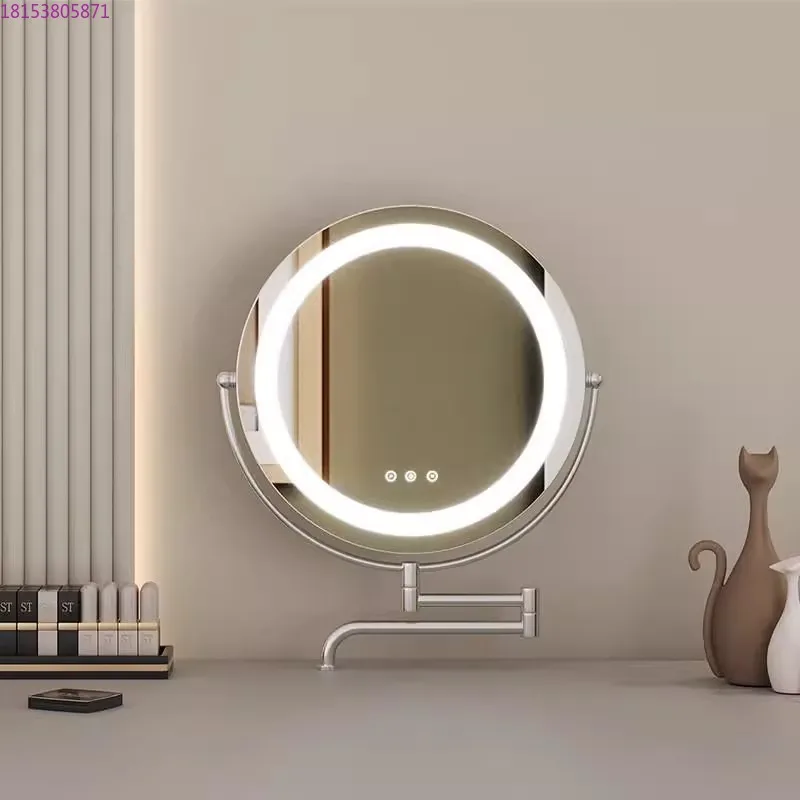 

Retractable folding rotating vanity mirror multifunctional dresser high definition led lamp foldable light luxury