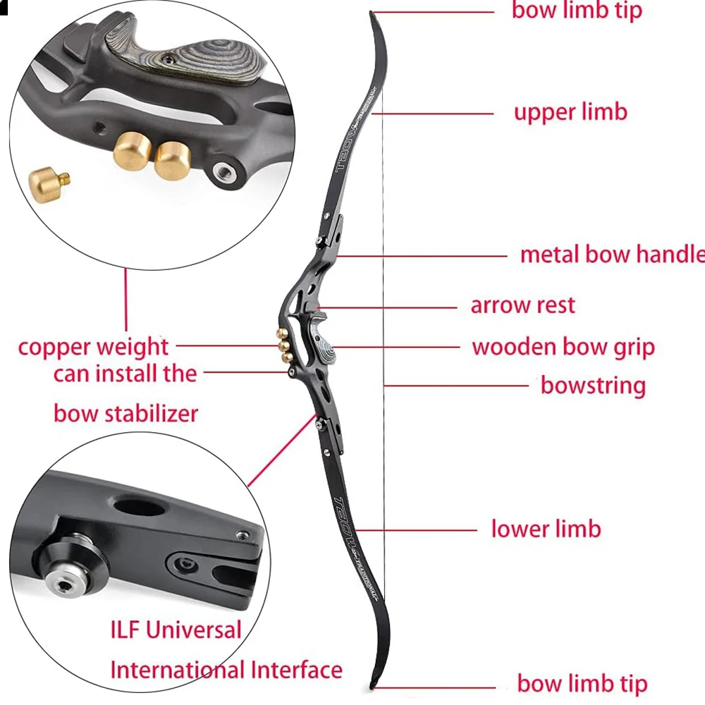 Tbow High Performance ILF Recurve Bow CNC Riser 30-60lbs Right Hand