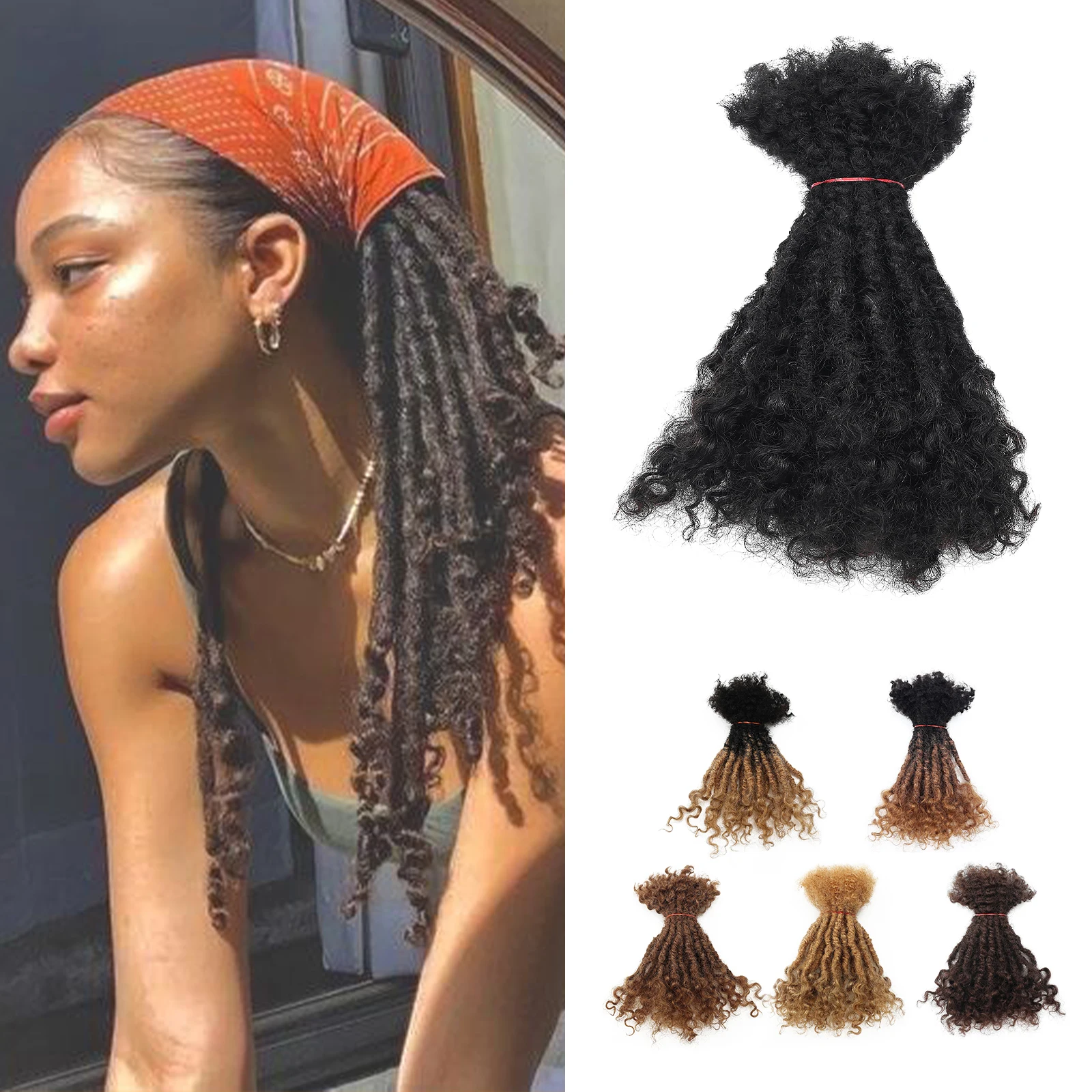 20 unidades/paquete ANNA 6-30" 0,8 cm #   Extensiones de cabello Remy 1B/30, estilos de rastas, Lisa Locs brasileños para principiantes