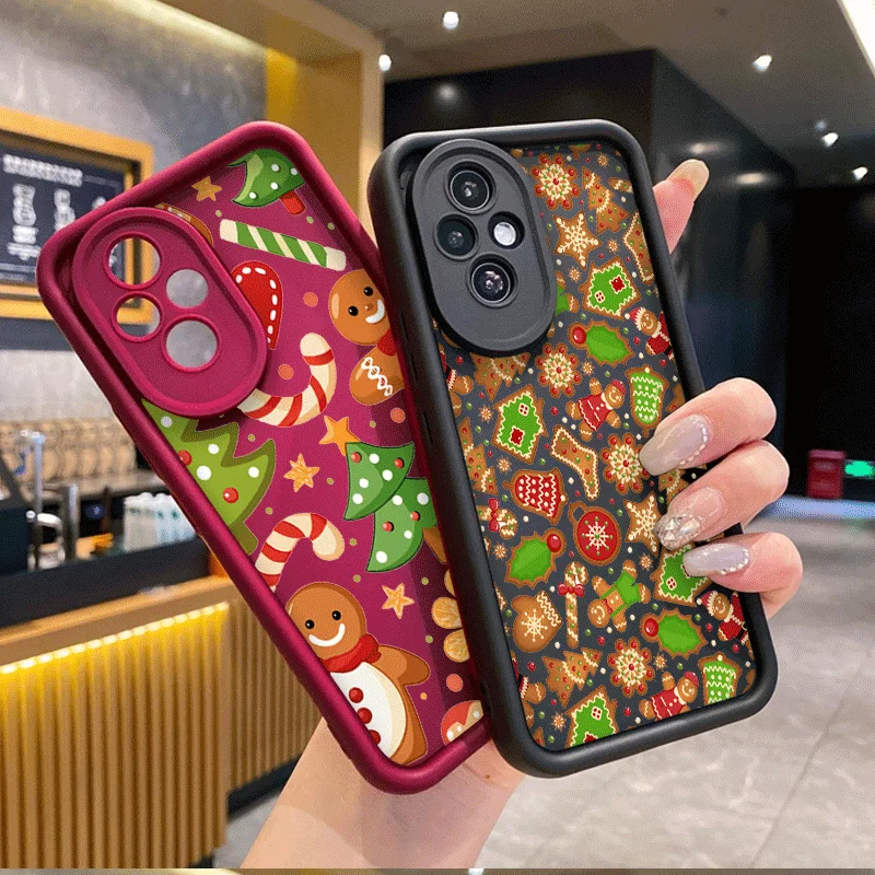 Christmas Tree Gingerbreadman Cartoon Phone Case for Huawei Nova 11 10 9 7 SE P30 P20 Pro Y70 Y61 Mate 40 50 PRO Soft Covers Y2K