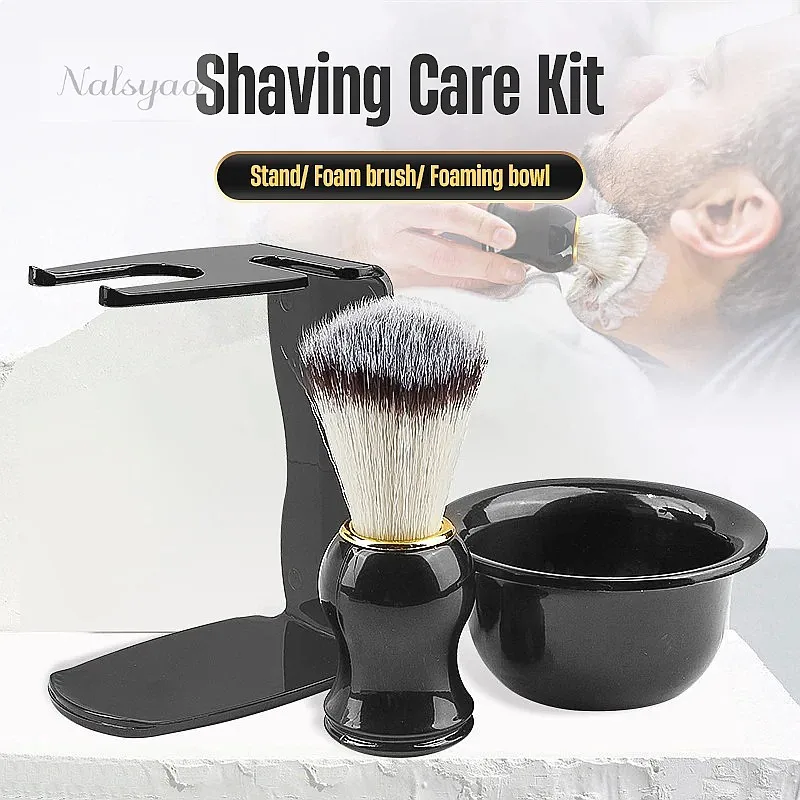 Shaving Bowl and Stand Professional Shaving Brush 1/2/3Pc Set 3-in-1 Shave Kits Father's Day Men's Gift Hair Brush