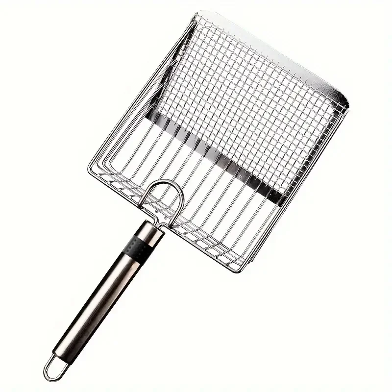 Cat litter scoop - narrow front and wide back mesh design - capable of removing sand clumps of various sizes - made of metal mat