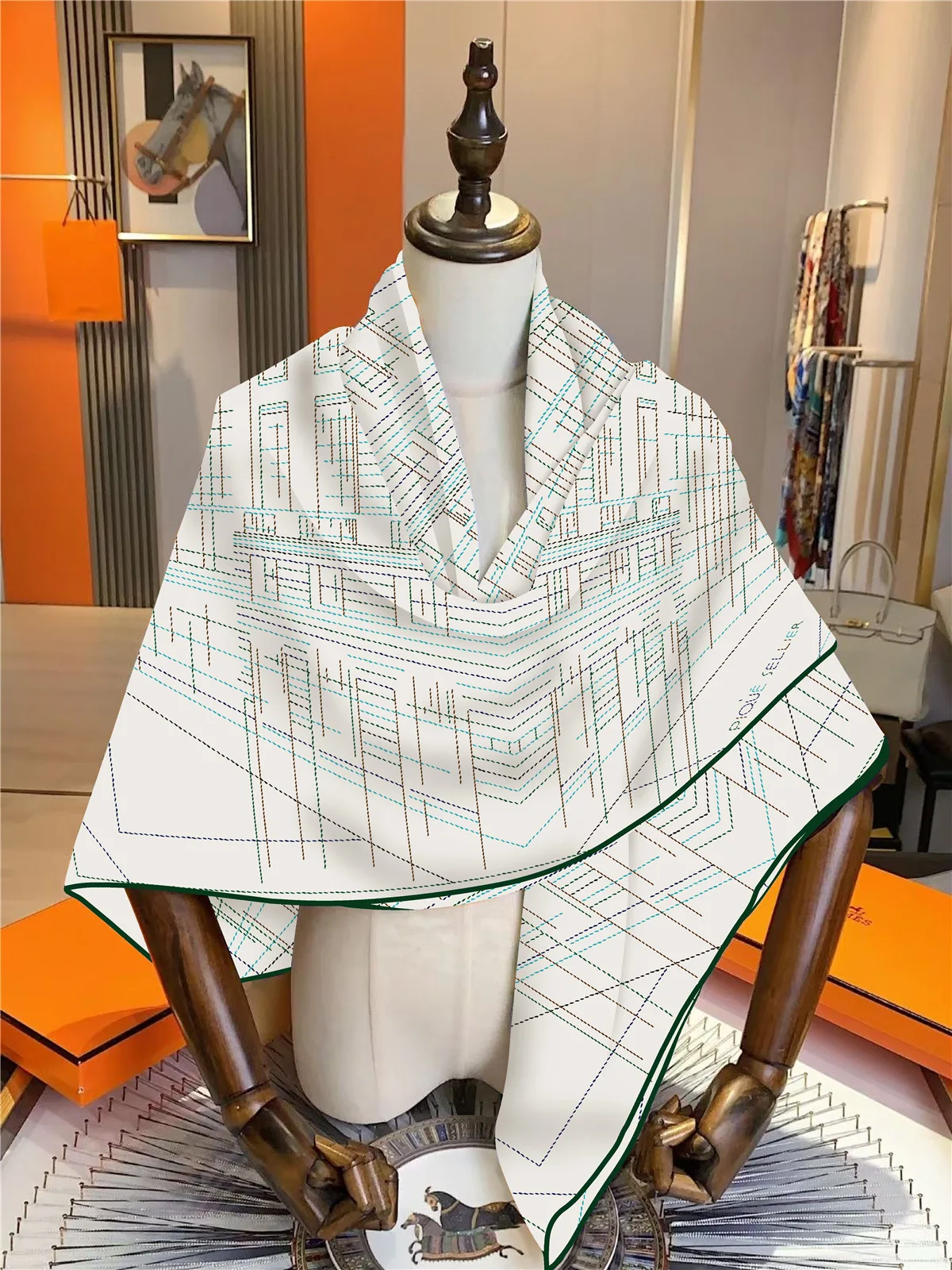 

Квадратный шарф из искусственного шелка и шерсти 130x130 см, женский роскошный теплый идеальный подарок, офисный повседневный элегантный модный женский шарф для свиданий