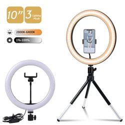 10inch LED Selfie Ring Lights Photo Lamp Ringlight with Phone Stand Photography Lamp for Tiktok Video Live Fill Lamp Streaming