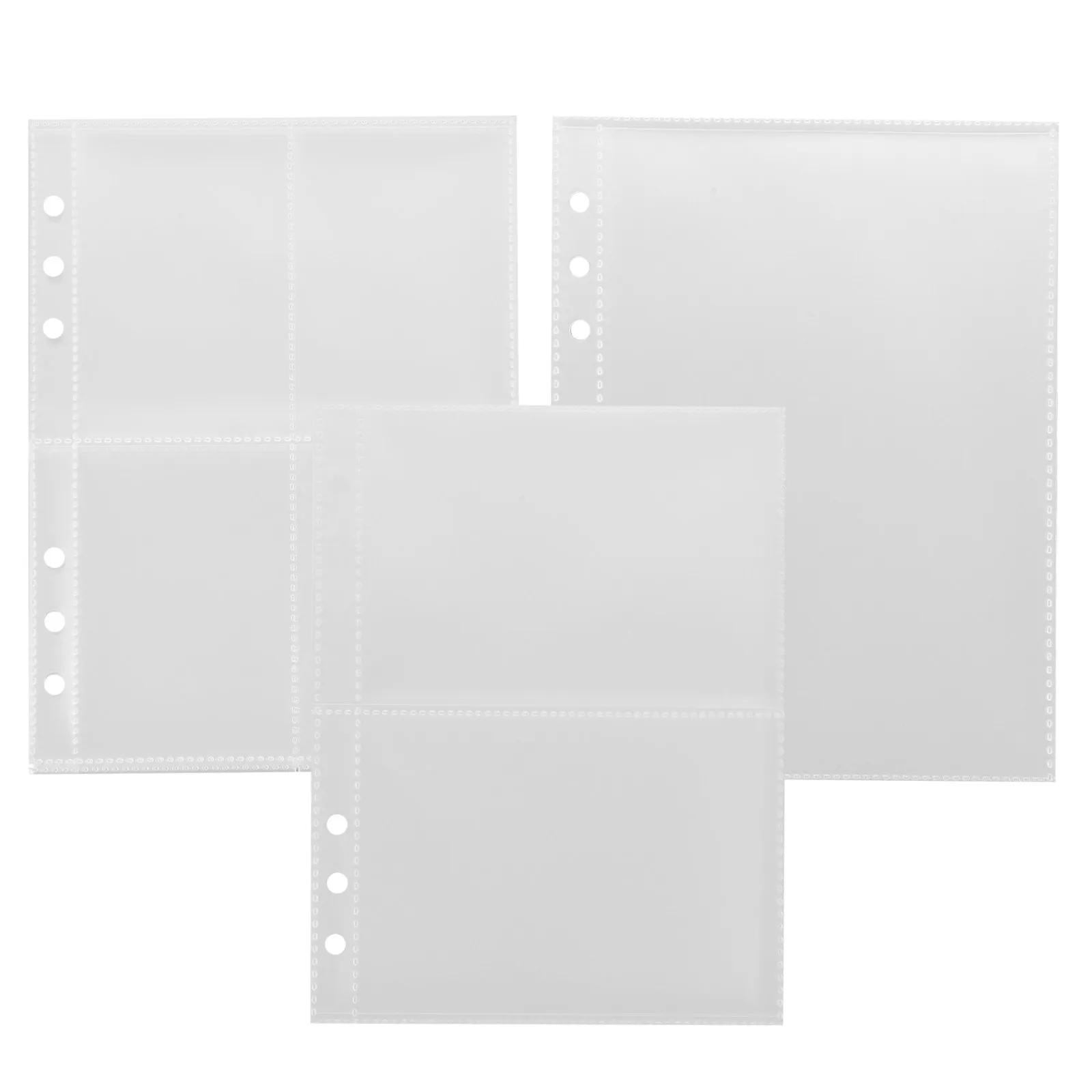 

3 Books Premium Wear-Resistant PP Transparent Photo Album Replacement Pages Loose-Leaf Binder Inserts for Cards Postcards Photos