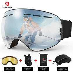 X-TIGER zimowe gogle narciarskie kobiety mężczyźni okulary snowboardowe Outdoor okulary narciarskie soczewki UV400 Anti-Fog Comma Model gogle śnieżne