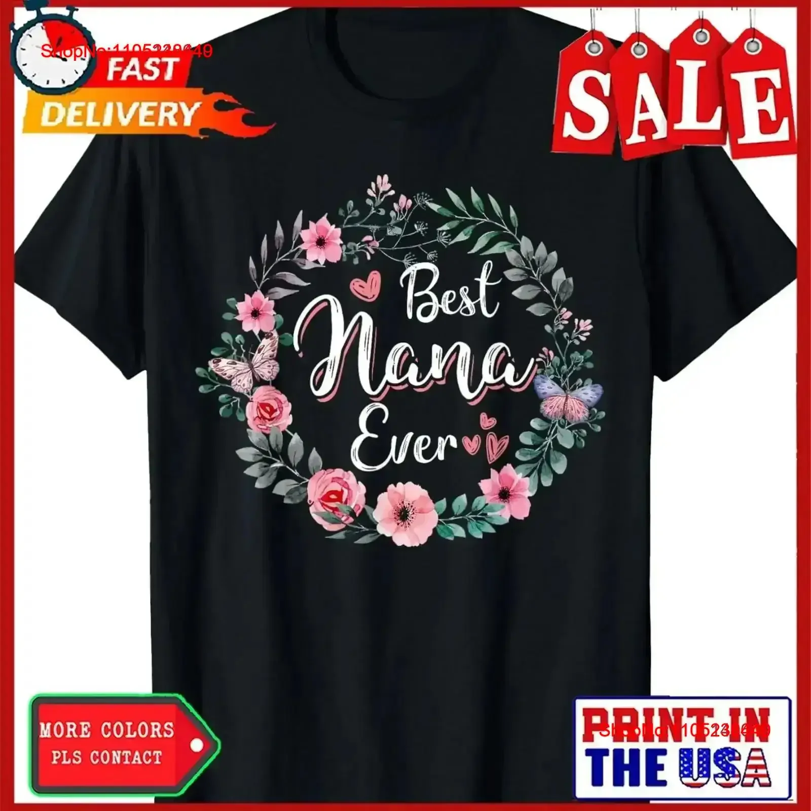 Best nana Ever T Shirt Mother's Day Mom Mimi Grandma Idea vintage Washed Comfortable Slightly graphic streetwear Stretched