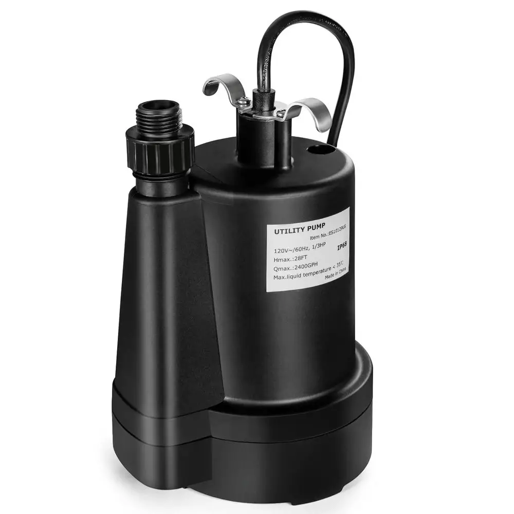 

1/3HP 2400GPH Submersible Sump Pump with 10ft Cord, Ideal for Utility Drainage, Basement, Pool, Pond, and Garden Tub