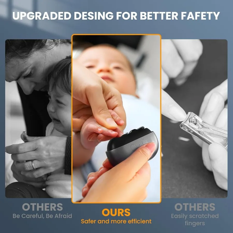 Tagliaunghie elettrico 3in1 con luce a LED per anziani adulti neonati: tagliaunghie automatico lucidatore clip di stoccaggio ricarica USB