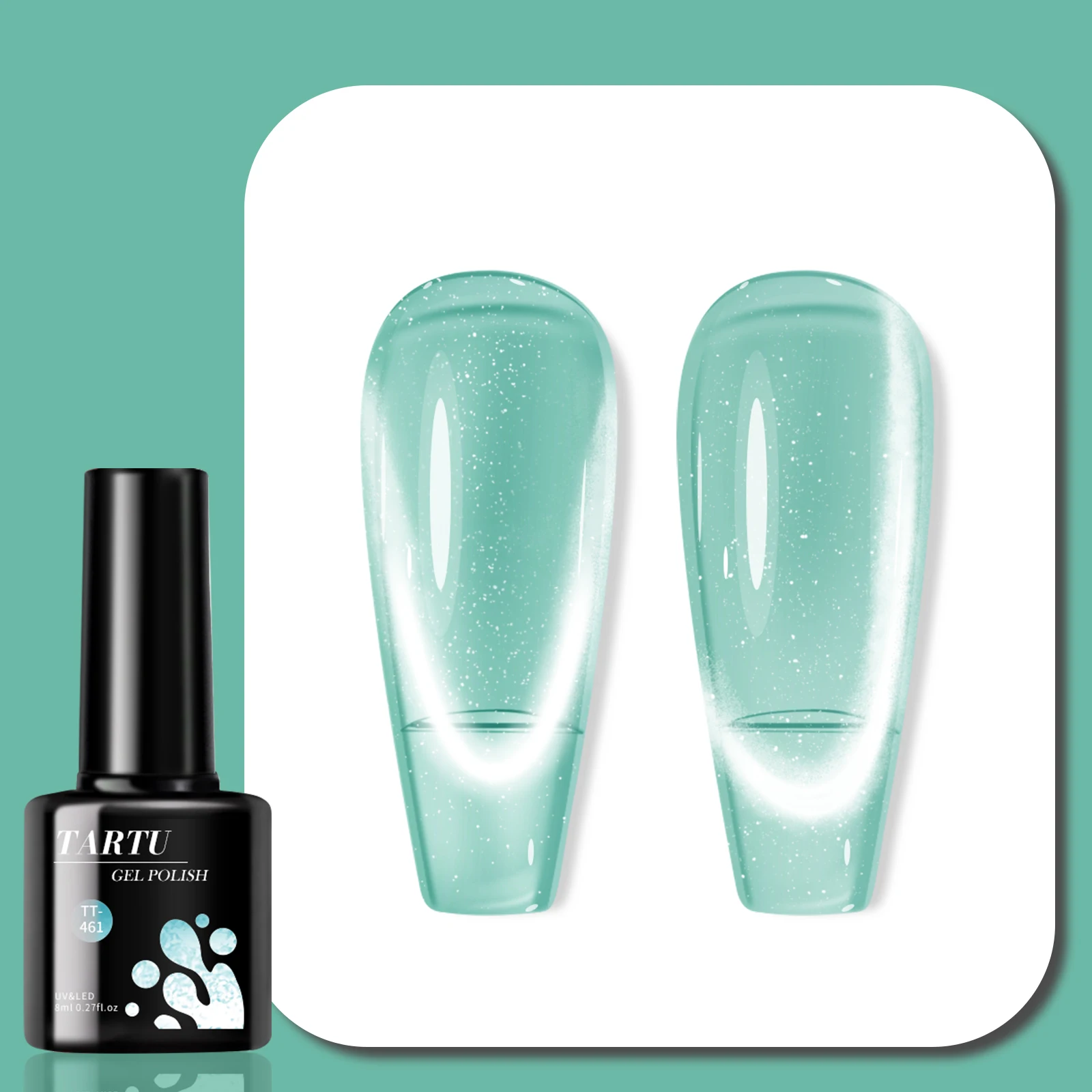 8 مللي الأخضر القط العين هلام مسمار البولندية غرفت LED/الأشعة فوق البنفسجية طويلة الأمد بريق الترتر المجسم بريق مسمار الفن صالون المنزل مانيكير