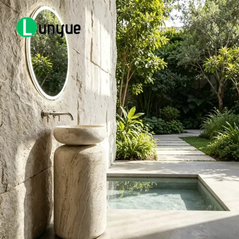 Modern Cylindrical Freestanding Washbasin Artificial Stone Column Sink for Contemporary Bathroom Elegant Design Durable