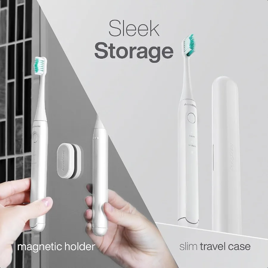 Icon ADAAccepted Rechargeable Toothbrush Magnetic Holder Slim Travel Case 2 Brushing Modes Smart Timers Gentle MicroVibrations