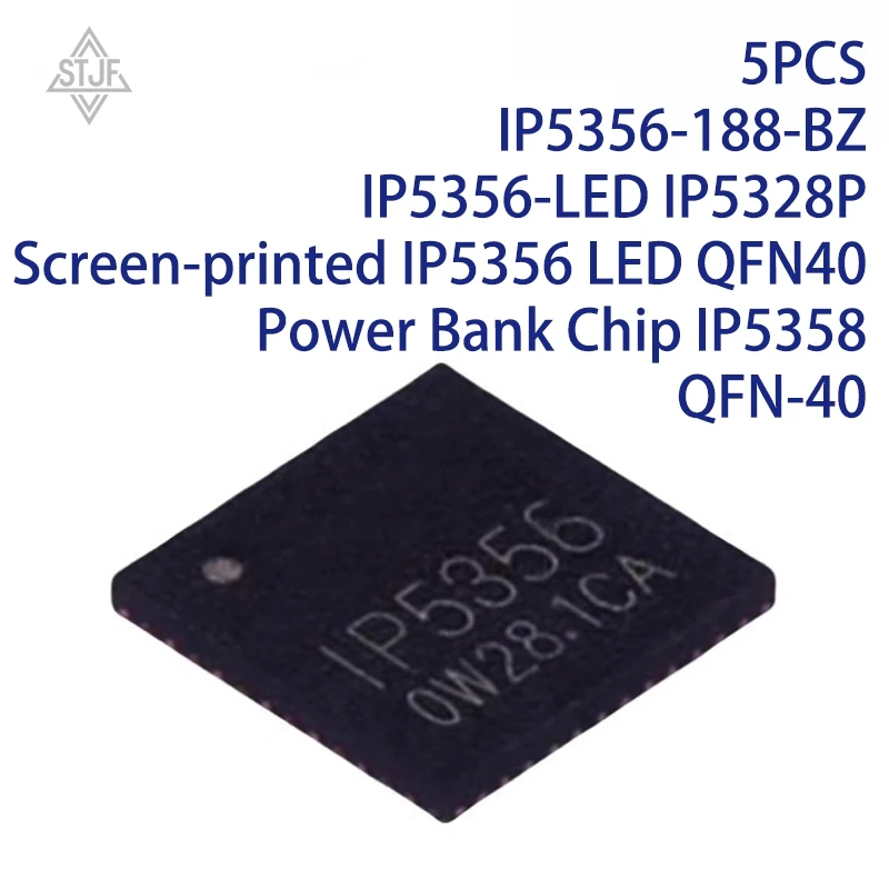 5PCS IP5356-188-BZ IP5356-LED IP5328P Screen-printed IP5356 LED QFN40 Power Bank Chip IP5358 QFN-40