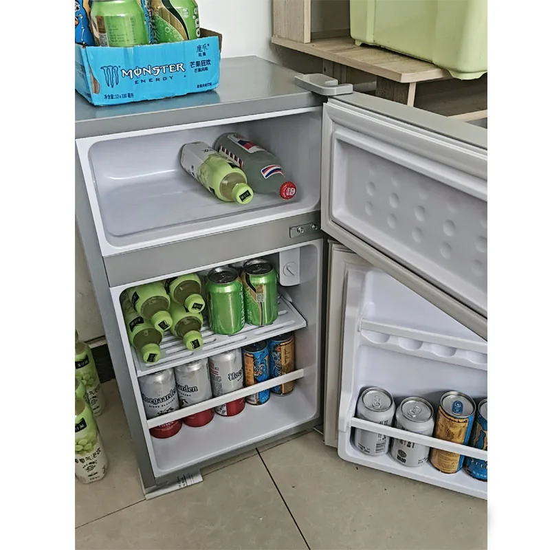Large Two-Door Mini Refrigerator LED Light Portable Energy-Saving Absorption Feature for Households Dormitories Hotels
