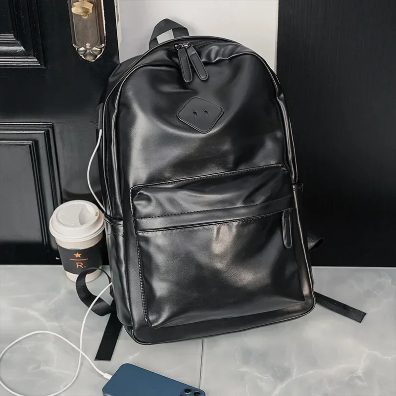 New Fashion Backpack Men Women Soft PU Leather Backpacks for Men Women High Capacity Laptop Back Bag Unisex Travel Backpack Male