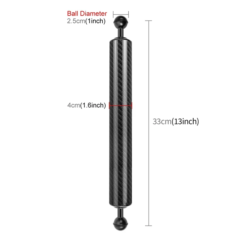 1 قطعة الغوص تحت الماء 100 متر معدات التصوير 13 بوصة ذراع مزدهر ألياف الكربون الأسود + سبائك الألومنيوم المحمولة ملء الذراع الخفيفة