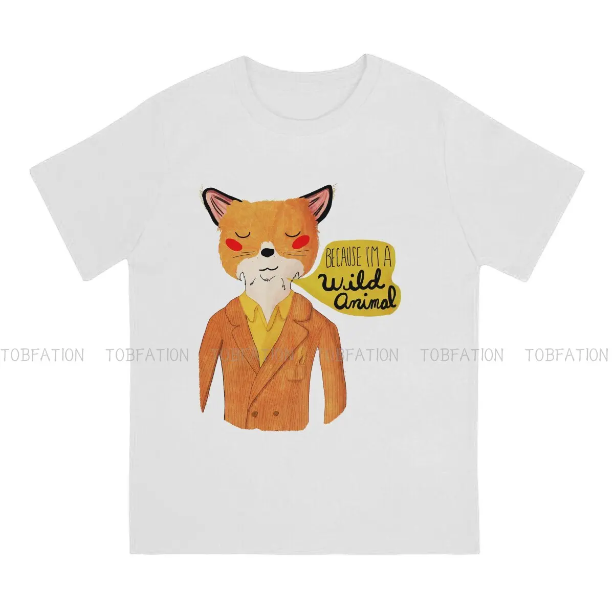 Fantastic Mr Fox Because I'm A Wild Animal Tshirt Graphic Men Tops Vintage Punk Summer Clothes Cotton Harajuku T Shirt