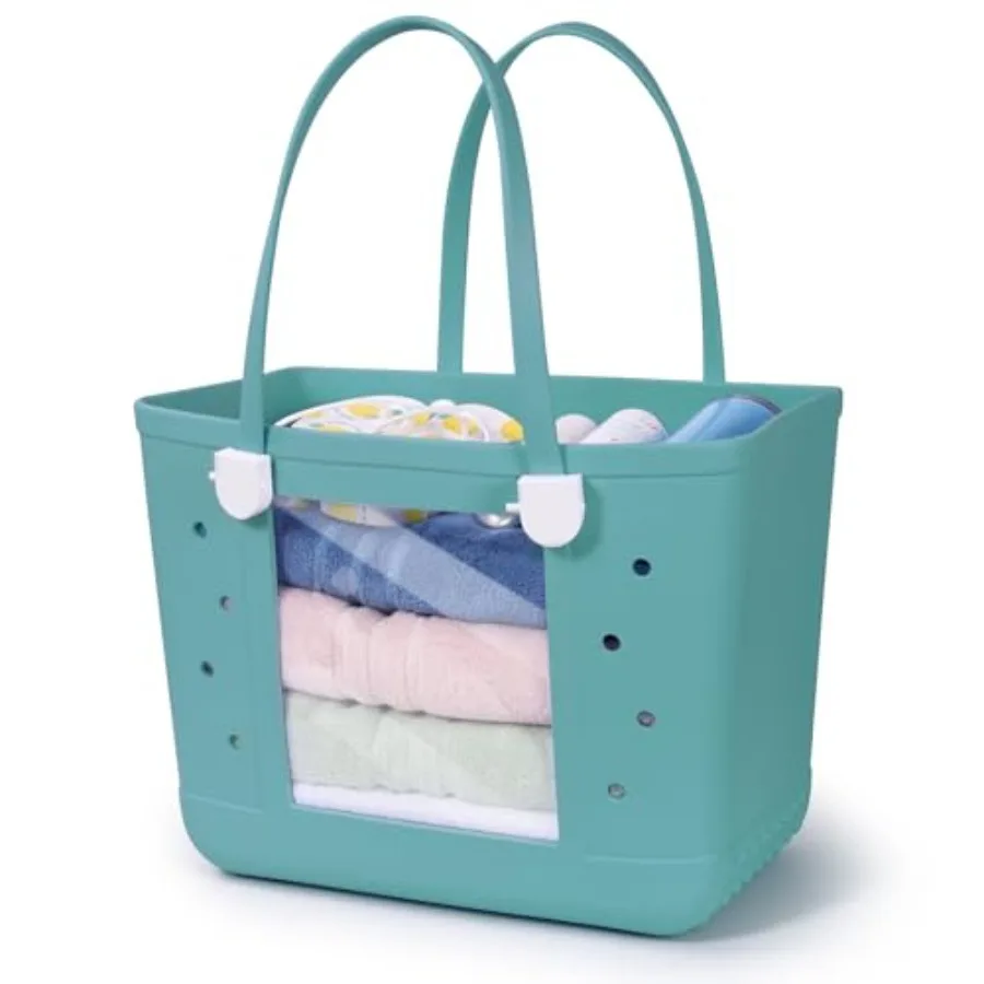 

Lightweight Rubber Beach Bag XL Transparent Window Travel Tote Bags