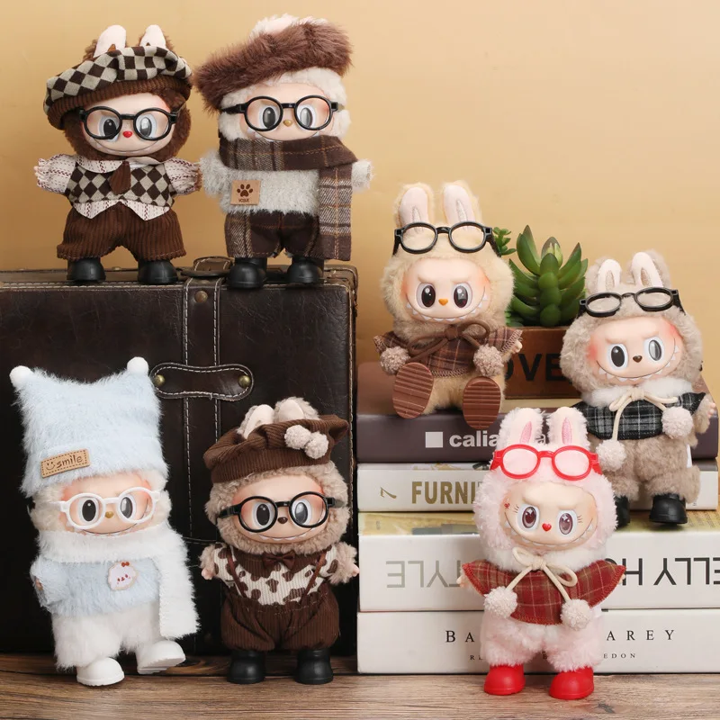 17cm Labubu Vinyl Doll Clothes Accessories Set V1 V2 Gen Party Outfit Complete Replacement Costume Dress Up Kit For Labubu Doll