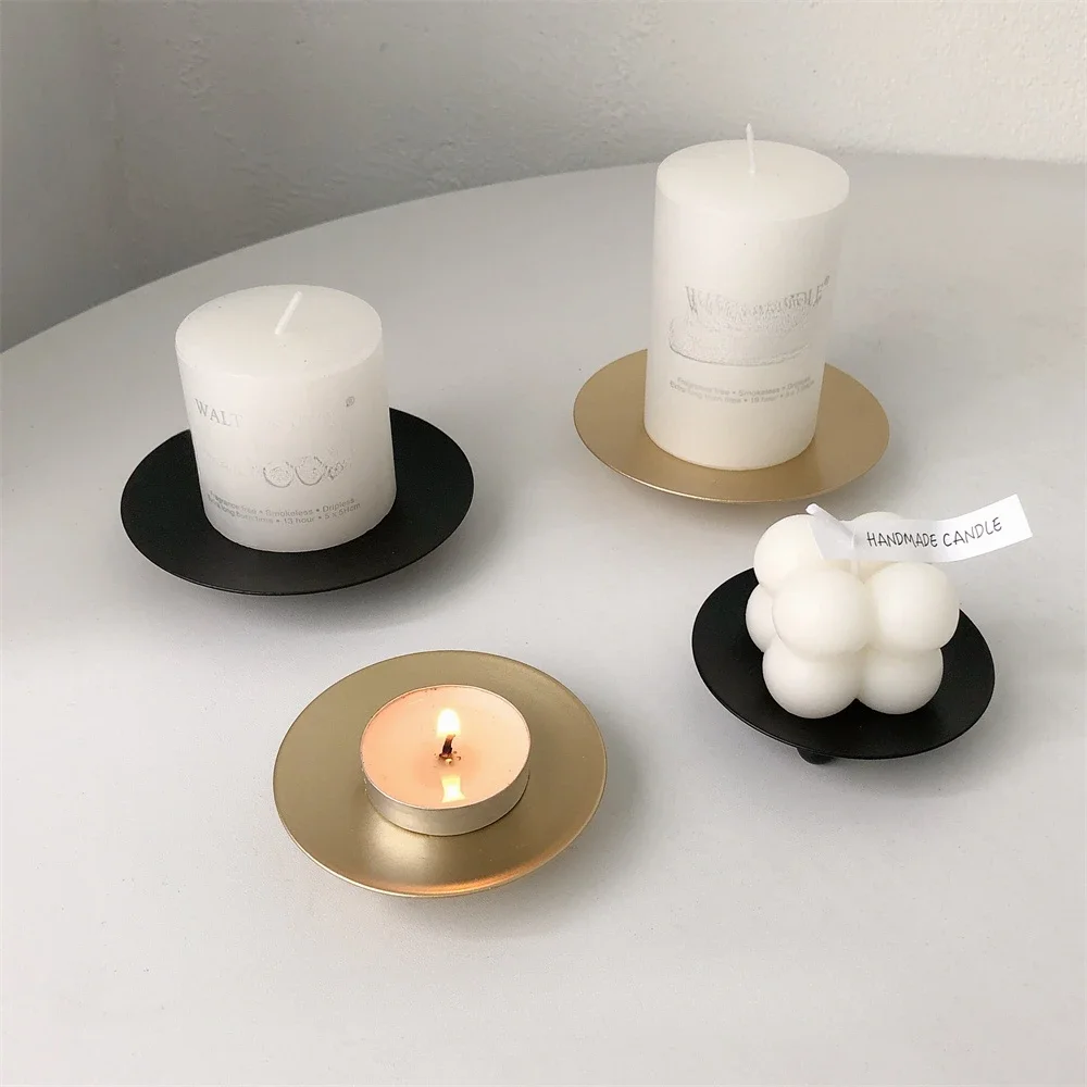 High-grade Candle Holder, Scented Candle, Romantic Decoration, Small Round Plate for Storing, Photo Props