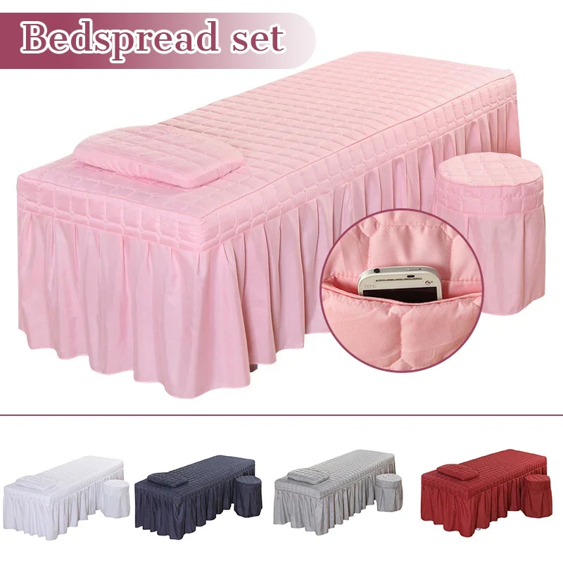 Beauty Salon Bed Sheet Salon Thick Quilting Mattress Brief Beauty Bed Skirt Bedspread with Face Hole Body Massage SPA Bed Cover