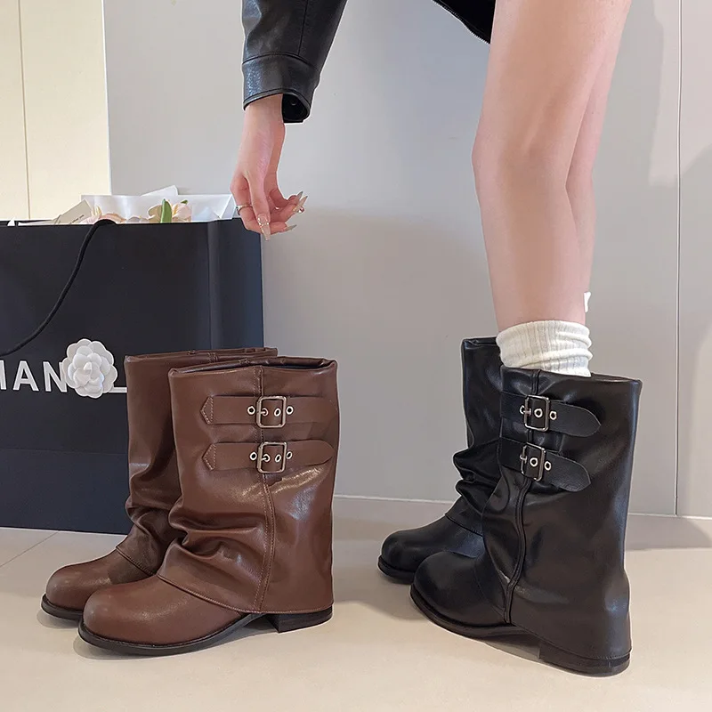 Fashionable Women's Boots Trending This Year New Black Super Hot Pants Tube Boots Thick Bottom Western Style Fashion