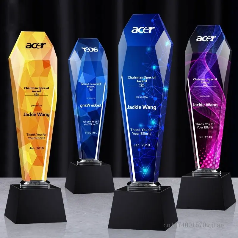 Creative High-end Crystal Trophy, Customized Lettering, Color Printing, Excellent Staff Team, annual Meeting Award