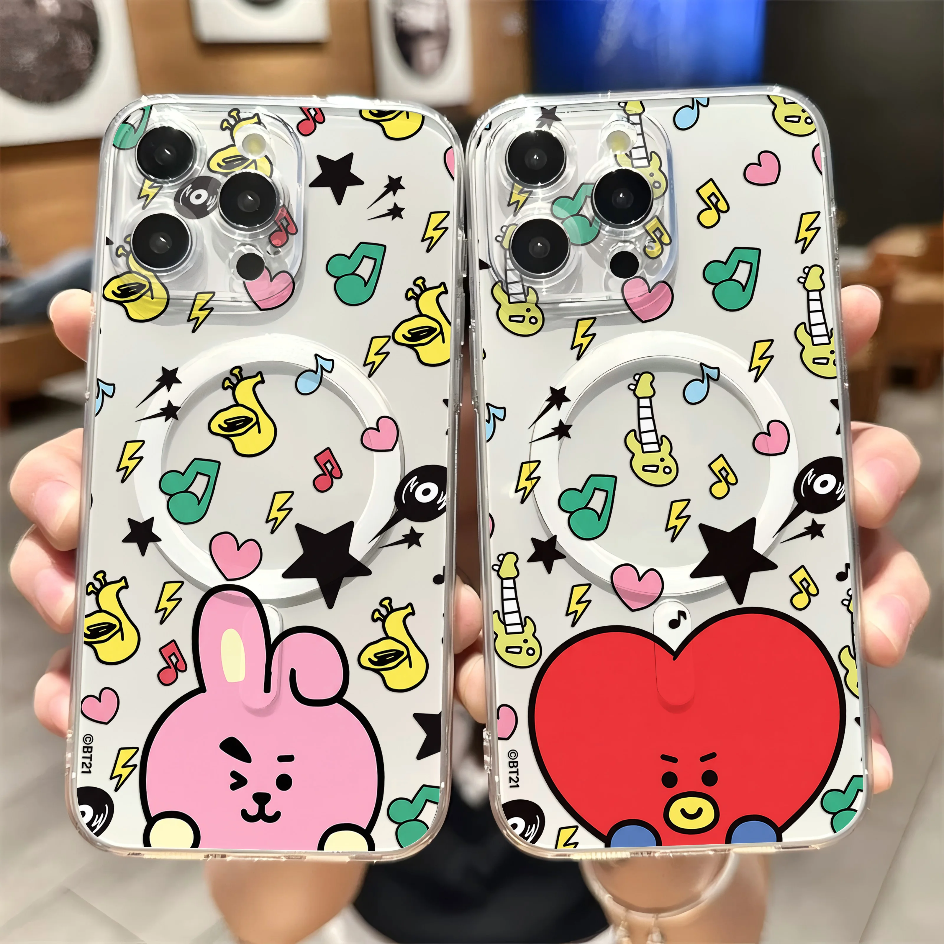 Cute B-BT21 Cartoon Hot New Magnetic Phone Case For IPhone 18 17 16 15 14 13 12 11 8 7 Air Plus Pro Max XR Soft Clear Tpu Cover