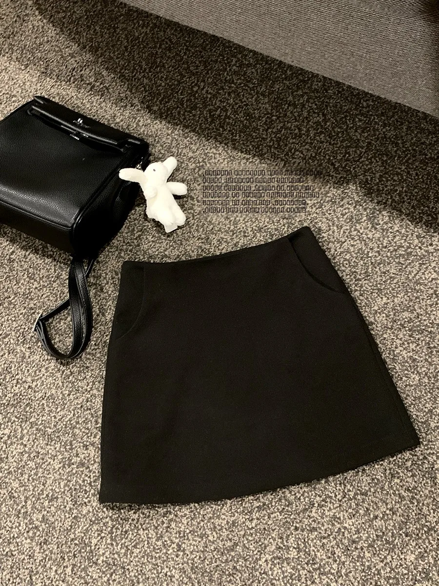 

Юбка А-силуэта с высокой талией, базовая универсальная черная модель, хорошо сидящая, повседневная, с молнией, для молодых девушек