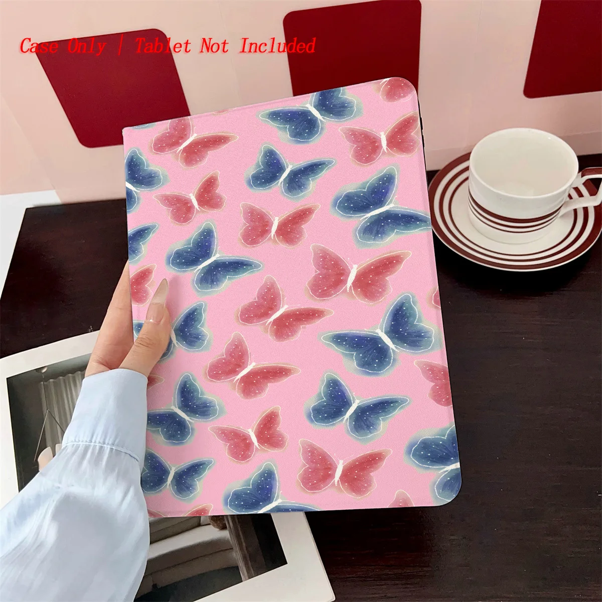 Butterfly Printed iPad Case with Pen Slot - Simple Fresh Style Book Design for Pro/Air 5 4/iPad 10/Mini 5