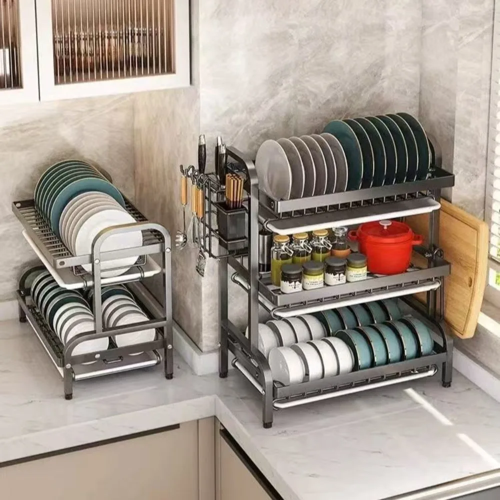 

Dish Drying Rack Kitchen Bowl Racks Multi Layer Tableware Storage Rack Household Anti-rust Utensil Storage Organizer Shelves