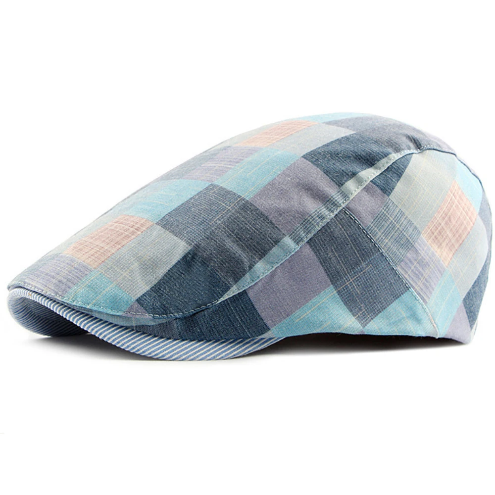 HT5113 Mens Berets Women Vintage Artist Painter Beret Hat Male Female Adjustable Ivy Flat Cap New Spring Summer Plaid Beret Cap