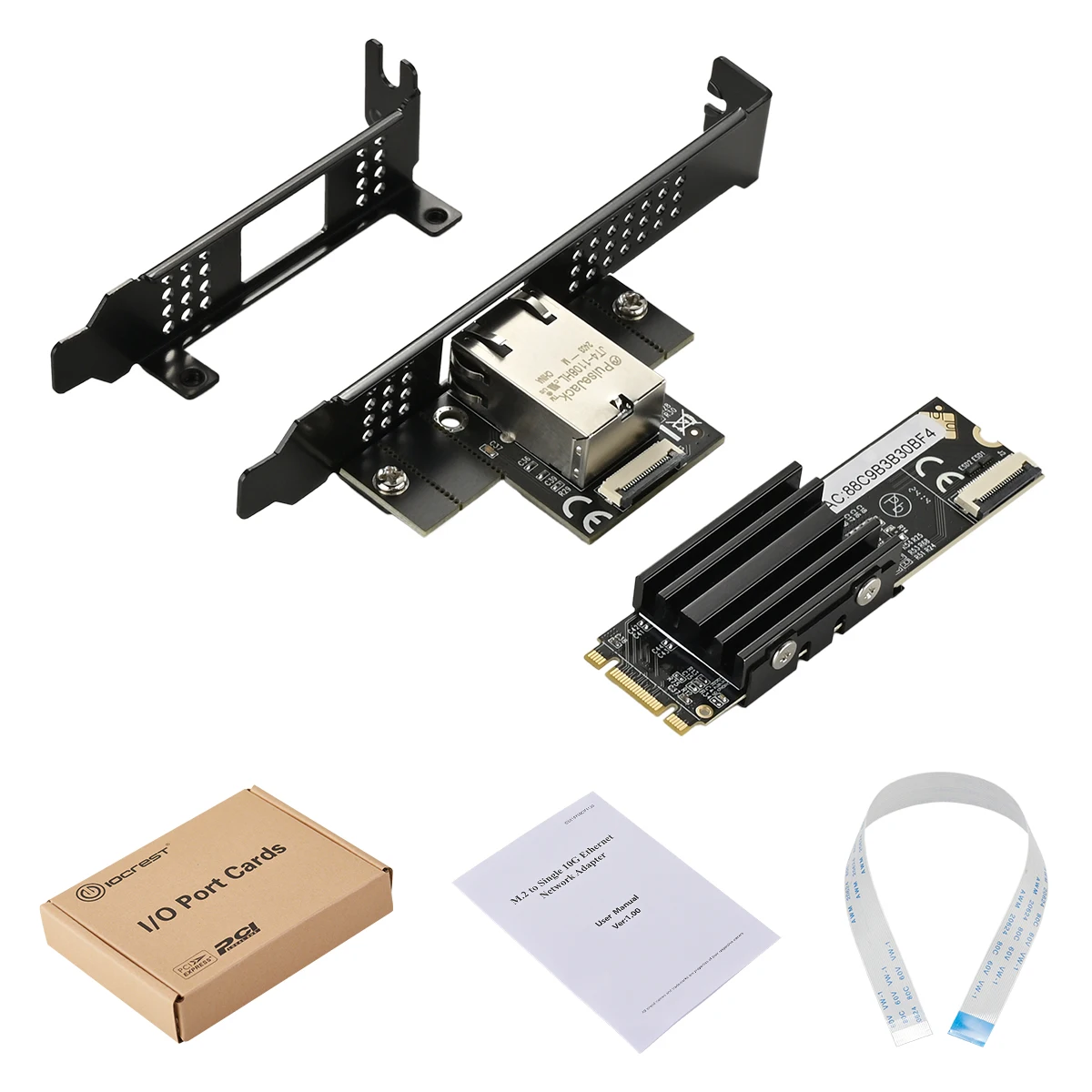 Adaptador de rede Ethernet IOCREST, M.2 B + M, Placa de rede de porta única, Controle Industrial, Servidor de Grau, 10Gbps, RJ45, AQC113