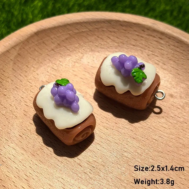 10pcs Kawaii Simulation Sushi & Cake Charms Resin Mini Food Pendants DIY Earrings Keychain Food Lover Jewelry Making Supplies - view 5