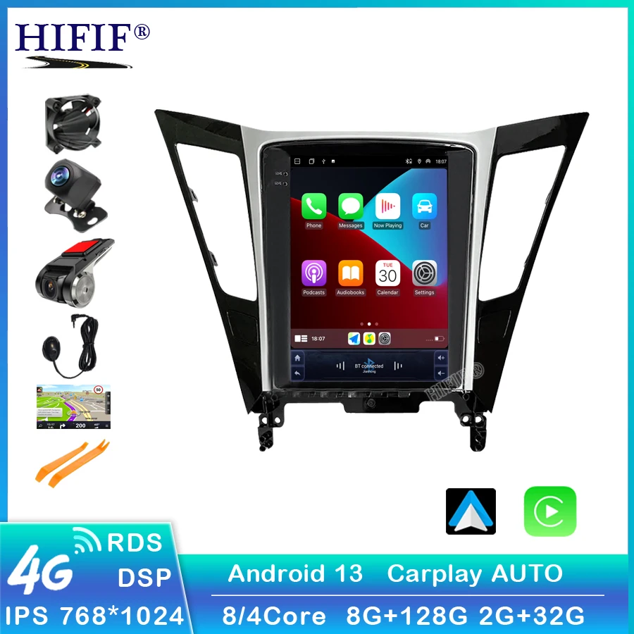 For Hyundai Sonata Android 13 YF 8 2010-2015 Vertical Tesla Screen Car GPS Navigation Multimedia Radio Player Carplay All in One