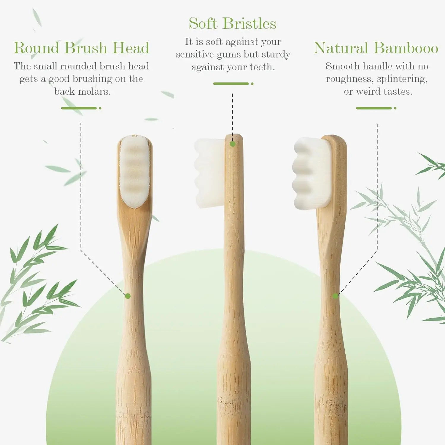 10pack Natural Wooden Organic Micro Nano Bamboo Bristle Toothbrush