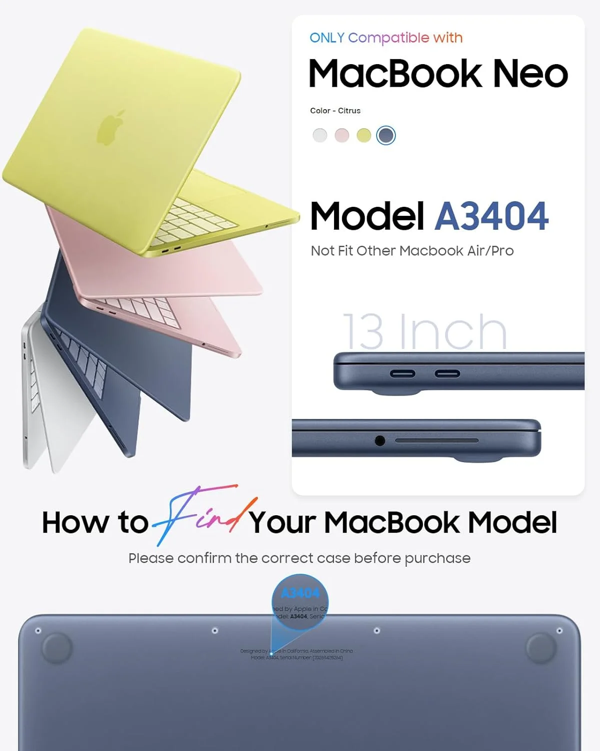 Invisible Armor Case for MacBook Neo 13 Inch A3404 2026 Protective Ultra-Thin High CrystalTransparency Snap On Hard Shell Cover