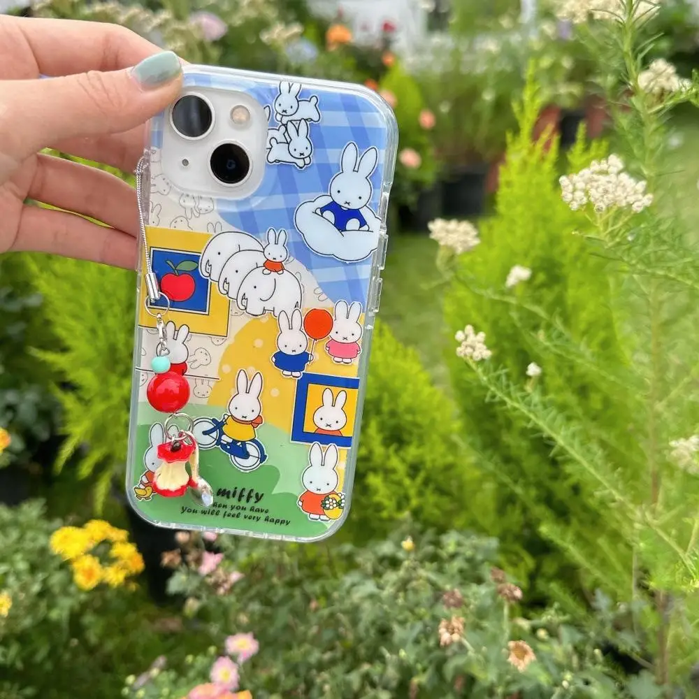

Miffy iPhone All Series Phone Cases Key Chain Cartoon Cute Full Edge Anti Drop Protective Case Shockproof Phone Accessories