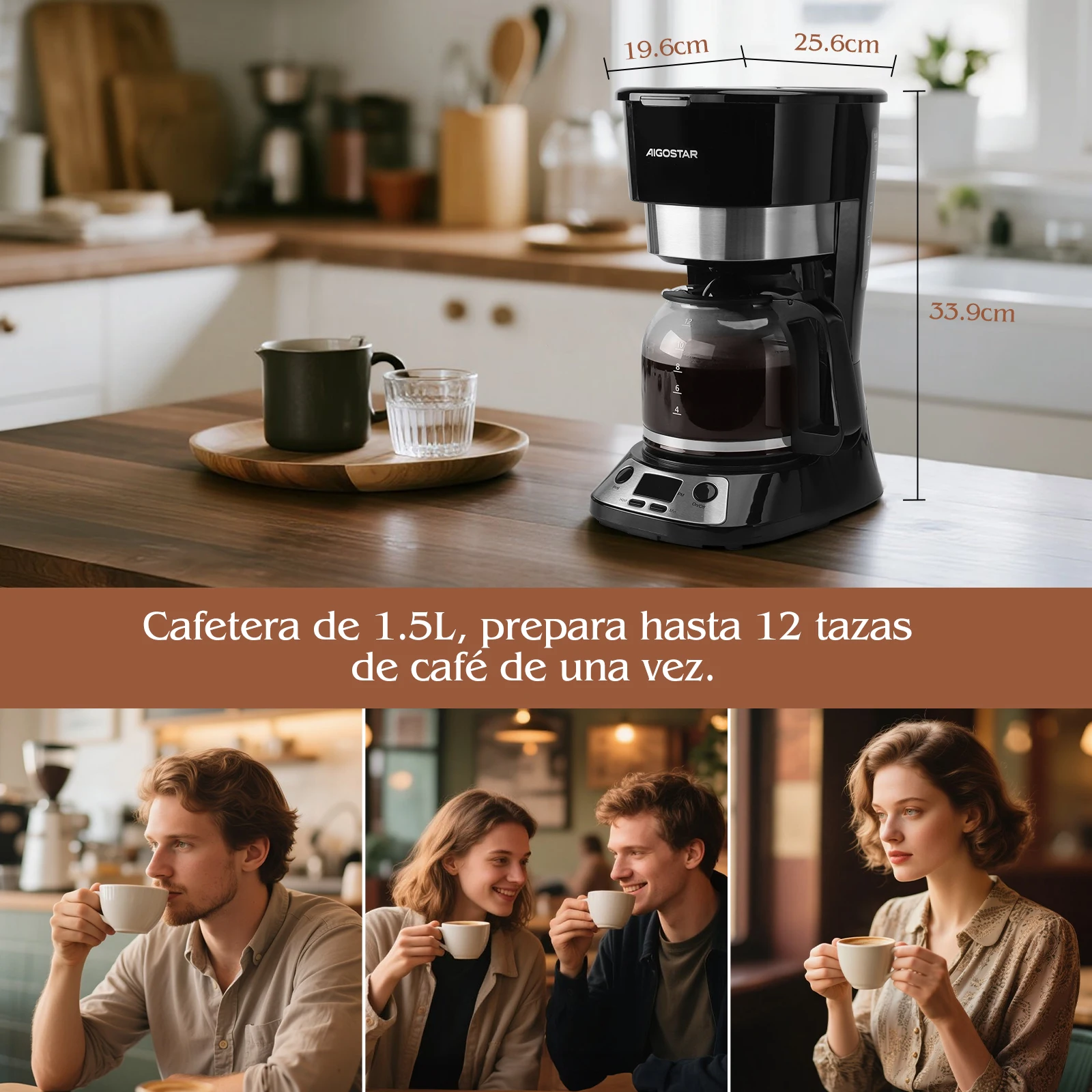 ماكينة صنع القهوة الكهربائية القابلة للبرمجة 12 كوب 1.5 لتر 900 وات من ايجوستار