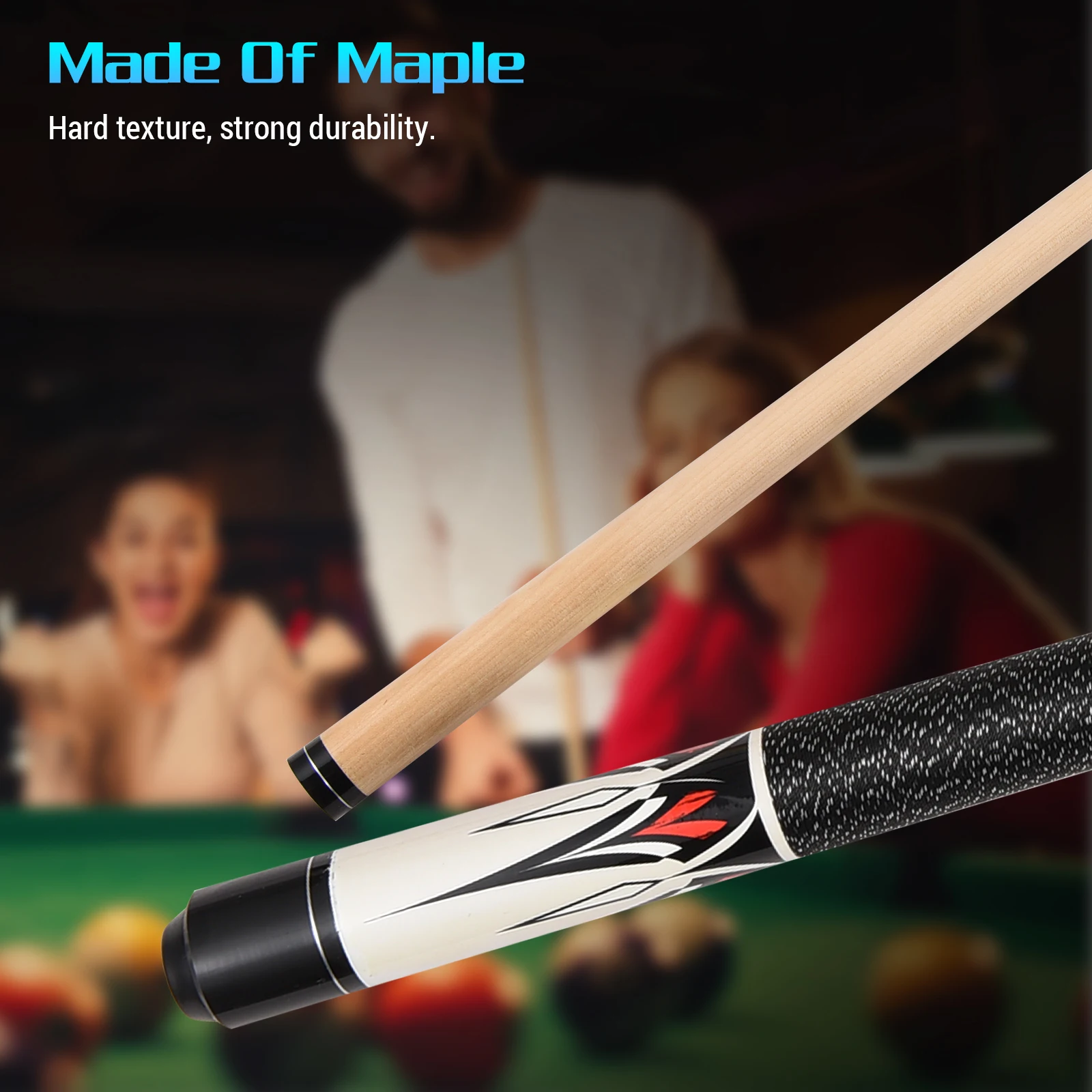 

147cm Maple Pool Cue 13mm Big Head Double Section Anti-slip Grip Nine-ball Black Eight Billiard Stick For Entertainment Practice