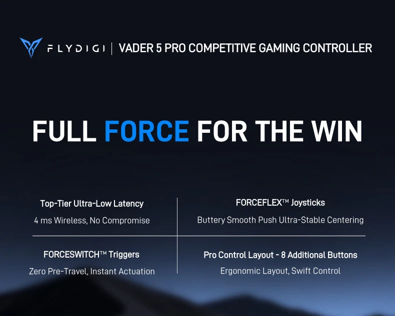 Flydigi Vader 5 Pro V2 Kabelloser Controller 4ms Niedrige Latenz FORCEFLEX Joystick 8 Programmierbare Tasten für NS Mobile TV PC – Detail 1