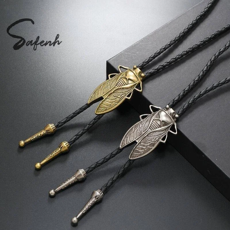 Carved Cicada Buckle Decors Bolo Tie For Men Women Bridegroom Wedding Necklace Western Cowboy Necktie Bolo Tie For Shirt