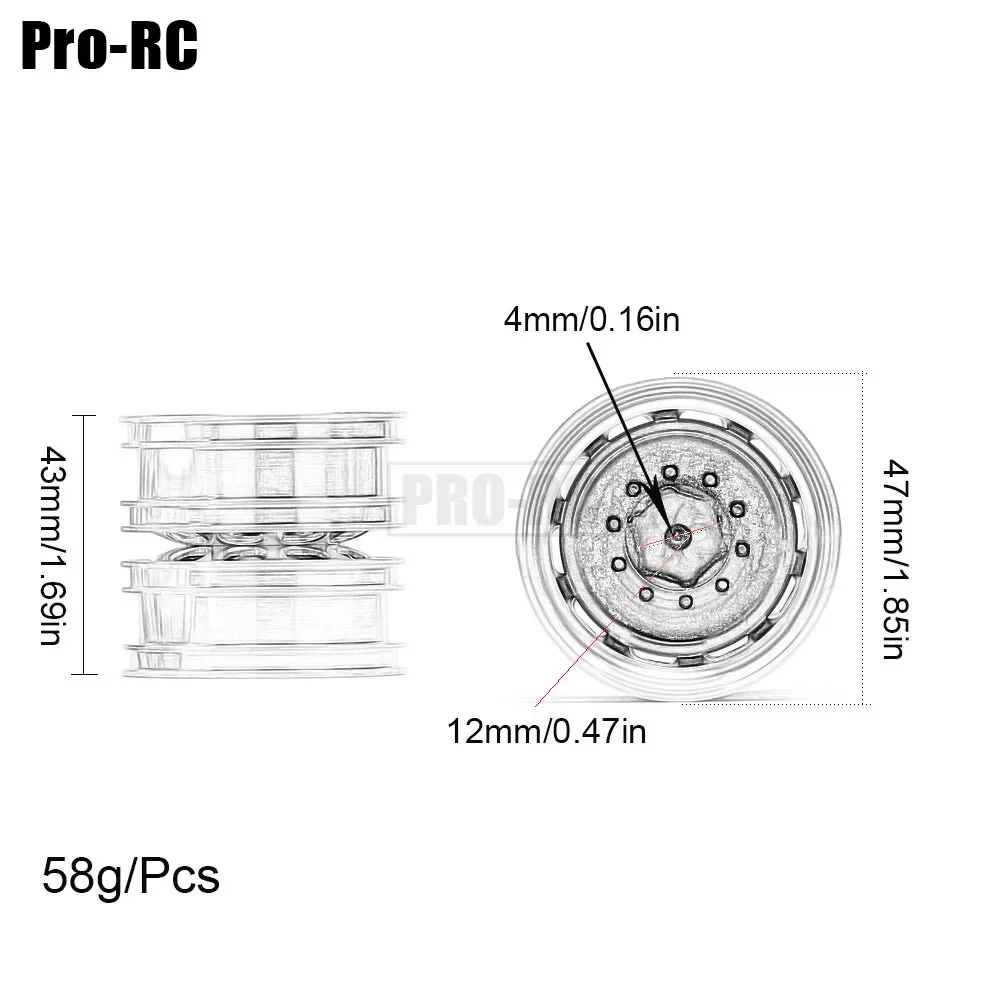 2/4 قطعة CNC Beadlock تحمل عرافة العجلات الخلفية حافة محور سبائك الألومنيوم لسيارة RC 1/14 تاميا جرار مقطورة شاحنة