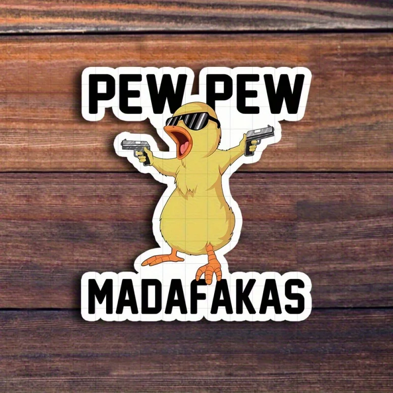 

3-дюймовая наклейка「Pew Pew Madafakas 」Funny Duck Meme с пистолетом