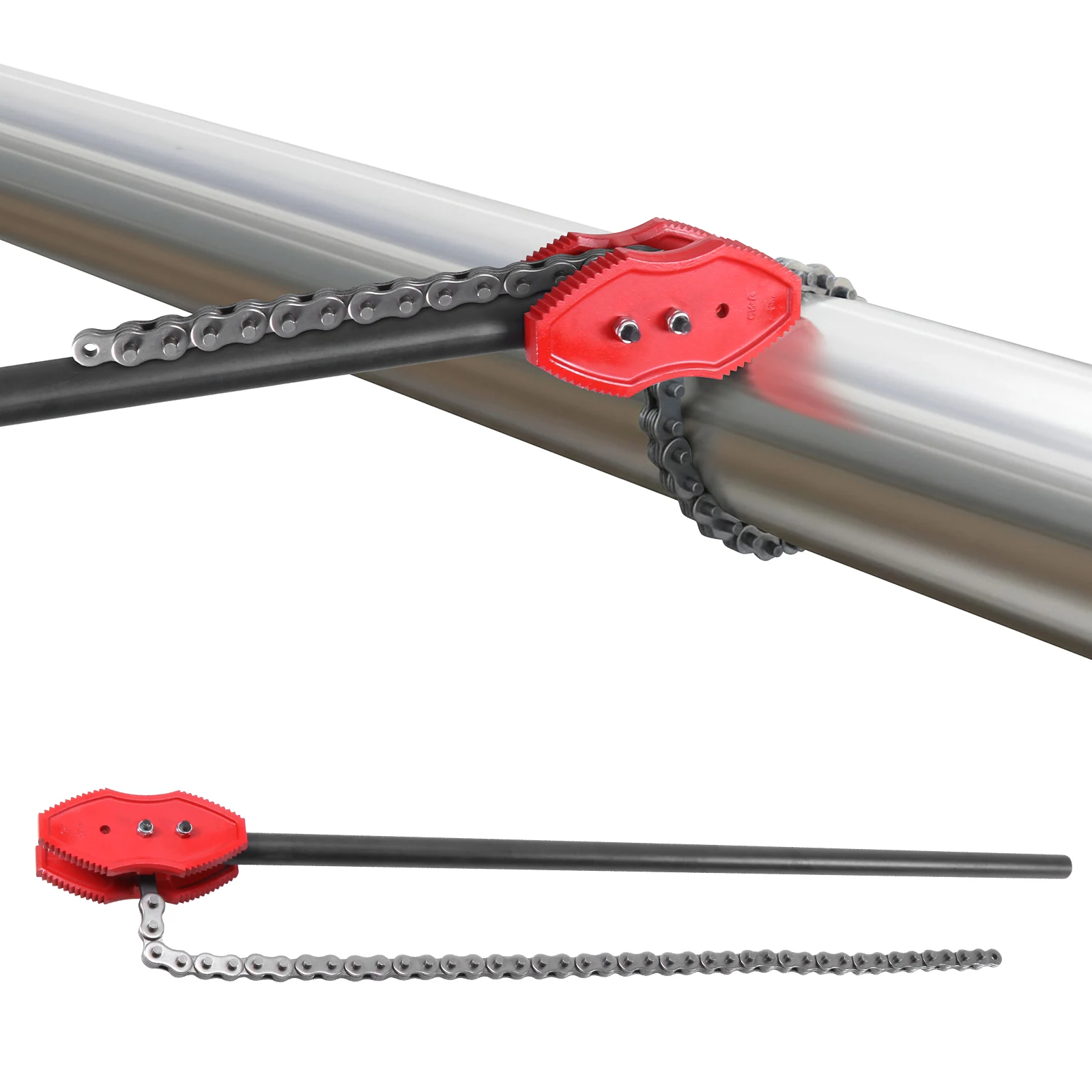 

64-дюймовый цепной трубный ключ с цепью длиной 56,7 дюйма, сверхмощный цепной ключ, инструмент для сантехнических работ, для труб диаметром 2-12 дюймов