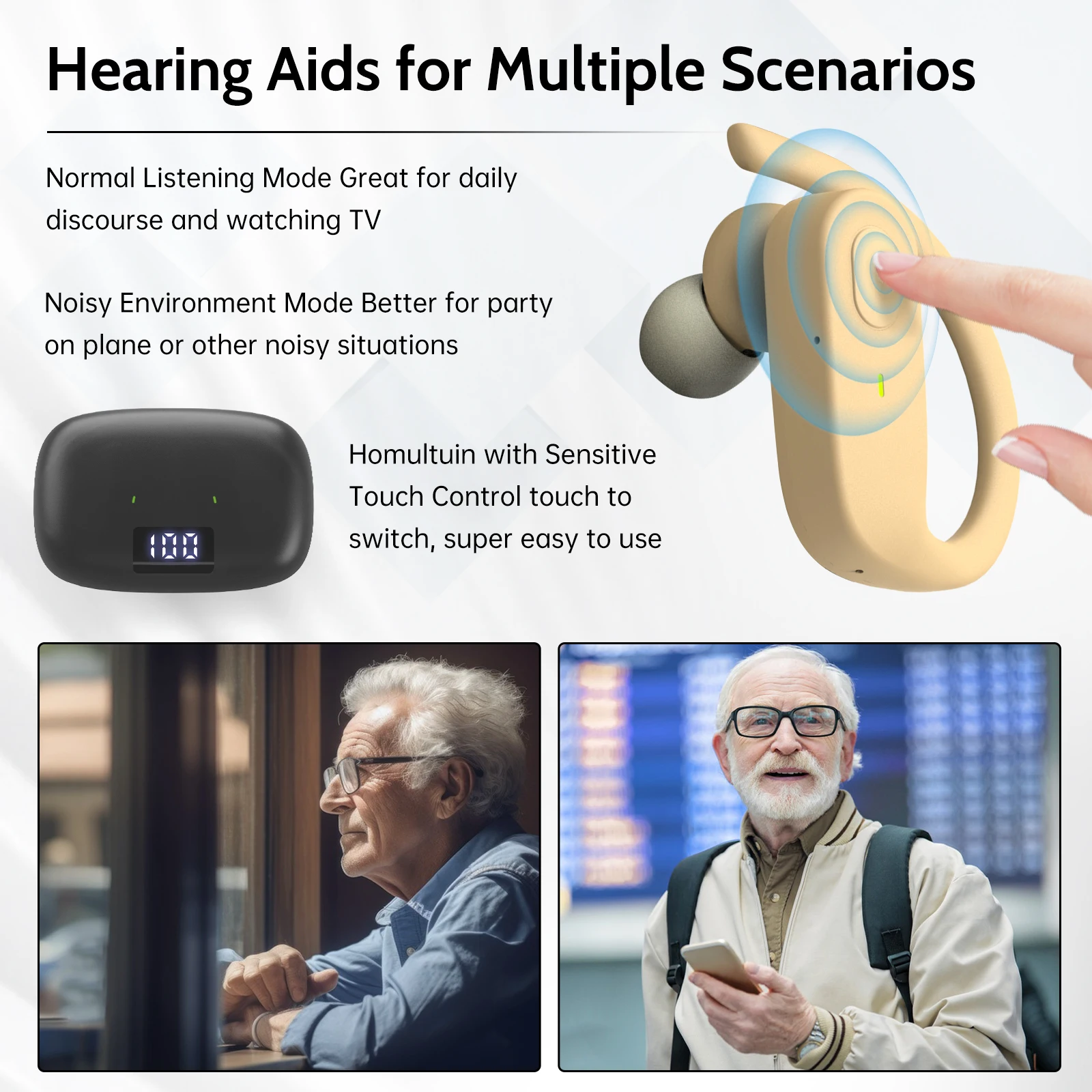 Rechargeable Digital Hearing Aid Itc Ite Invisible Deaf-Aid For Seniors Noise Reduce Sound Amplifier Deafness Device